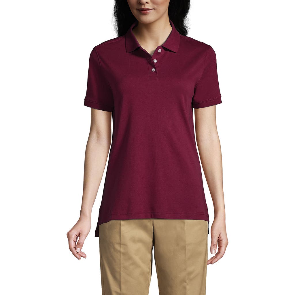 Lands' End School Uniform Short Sleeve Interlock Polo Shirt In Burgundy