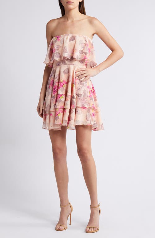 Shop Lulus Perfect Paradise Floral Strapless Dress In Rusty Rose Floral