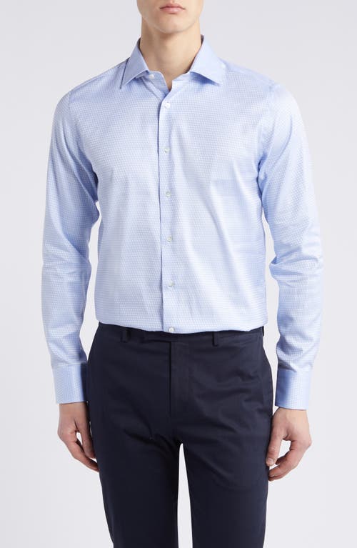 Canali Regular Fit Geometric Pattern Dress Shirt Light Blue at Nordstrom,