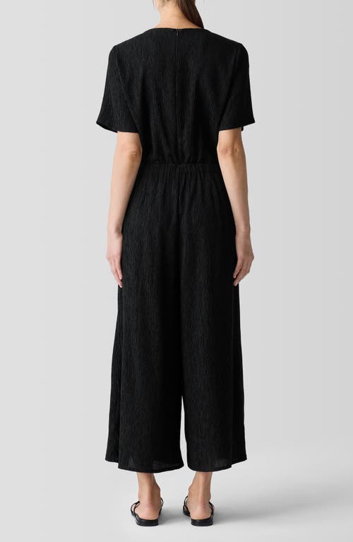 Eileen Fisher Round Neck Wide Leg Jumpsuit In Black
