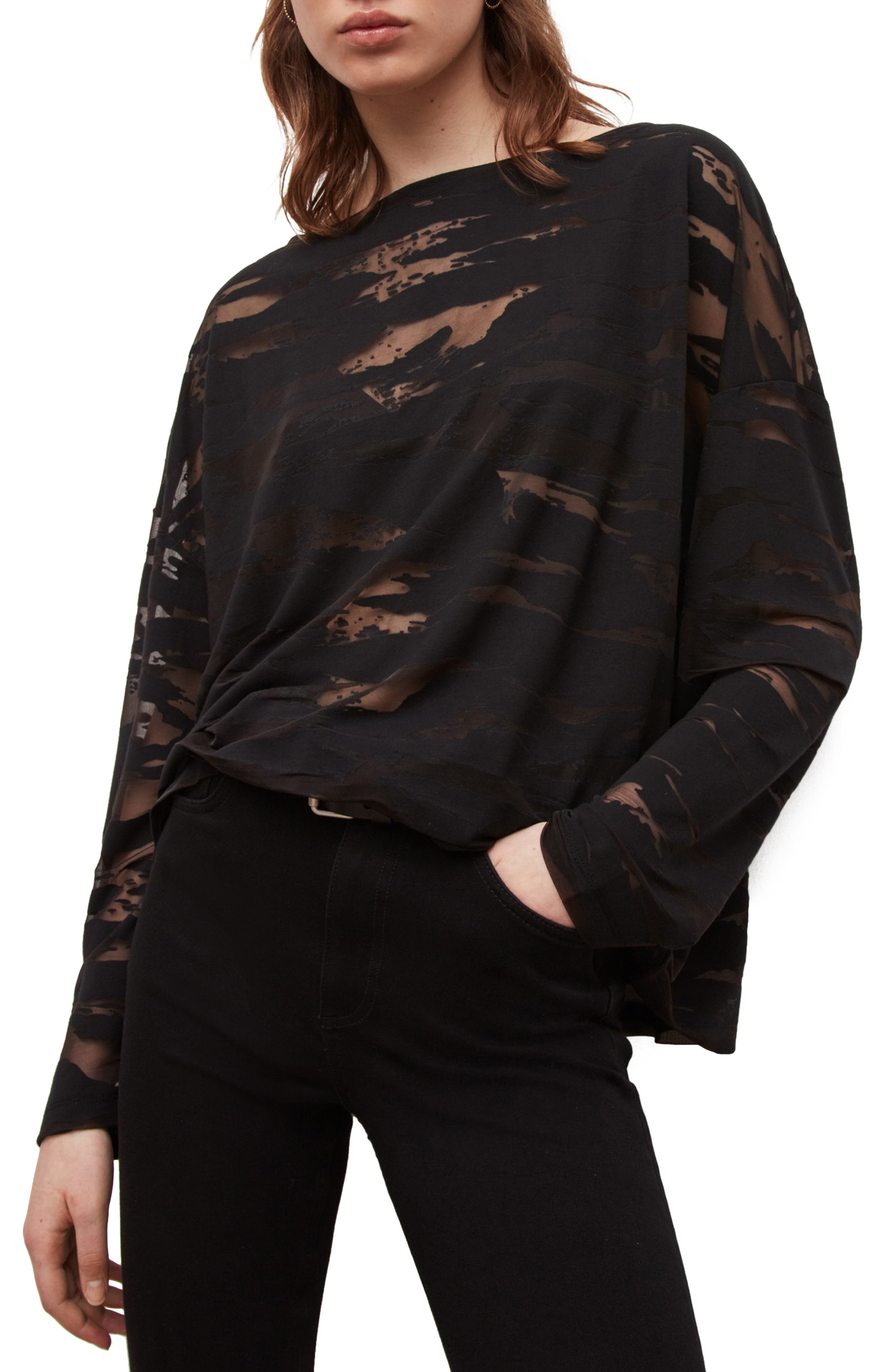 all saints black blouse