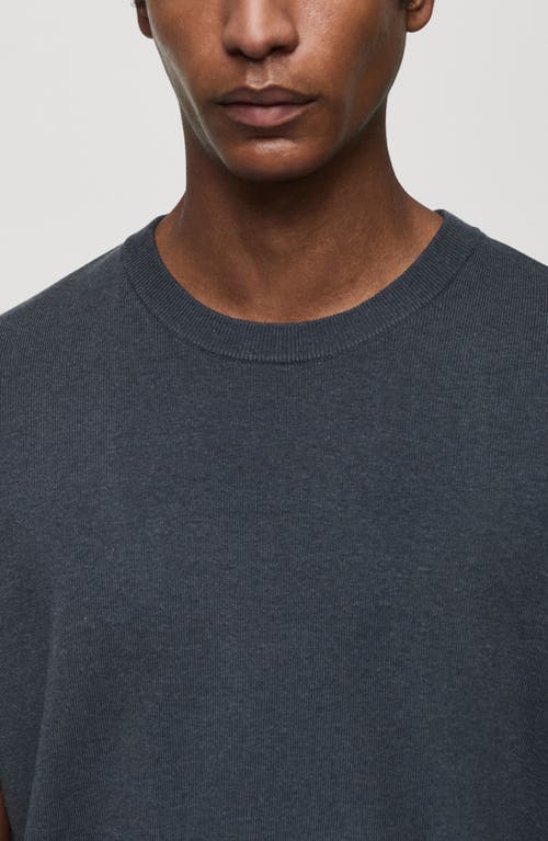 Mango Basic Cotton Blend T-shirt Indigo Blue In Indigo Blue