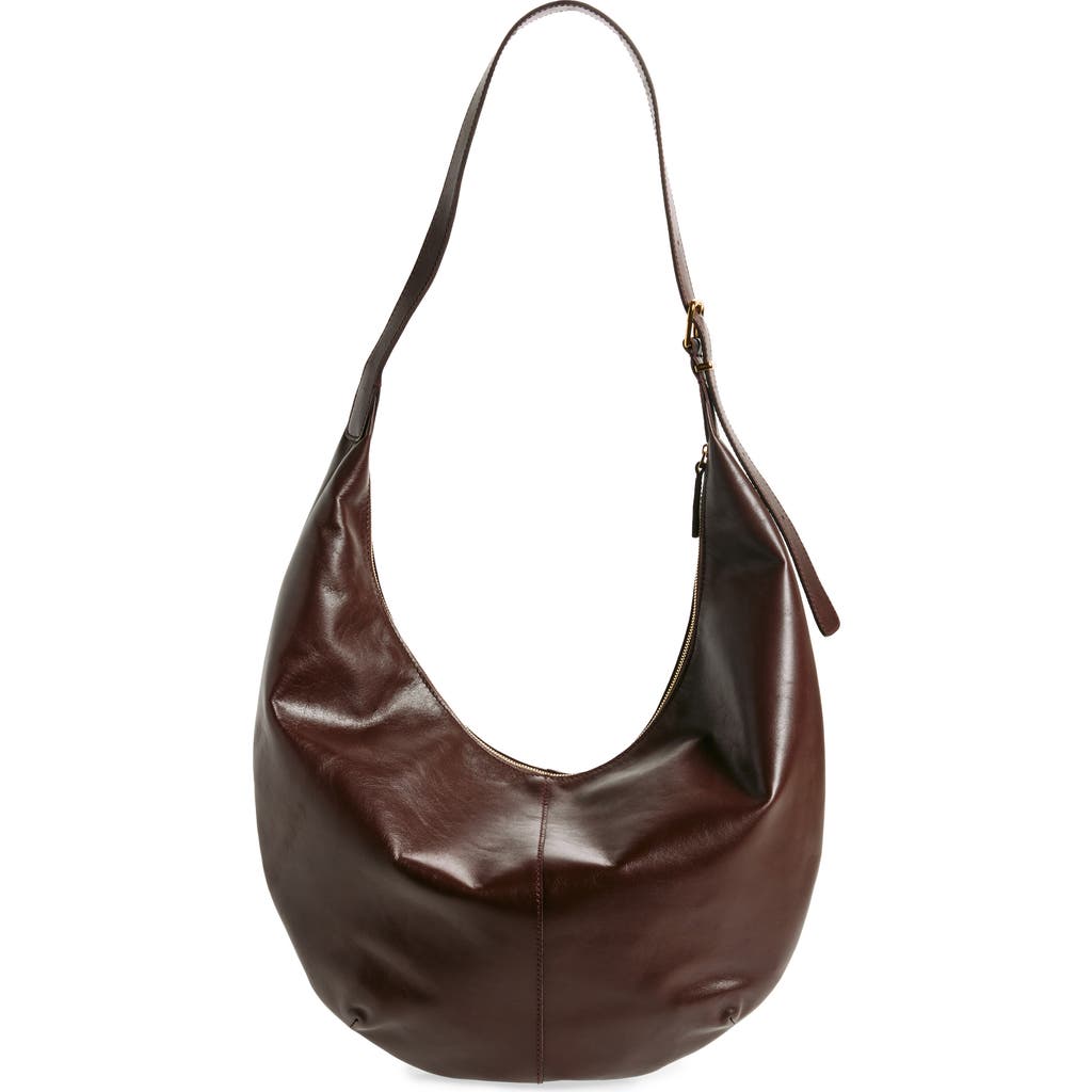 Madewell The Essential Curve Shoulder Bag In Chocolate Raisin