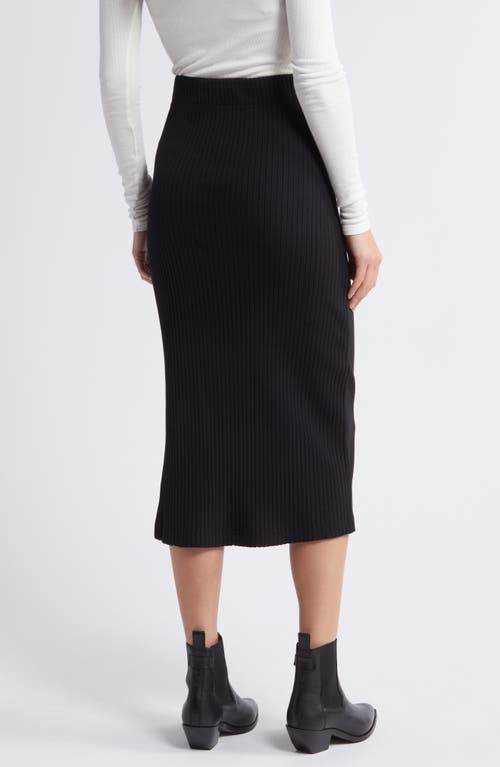 Rails Angie Side Slit Rib Midi Skirt In True Black