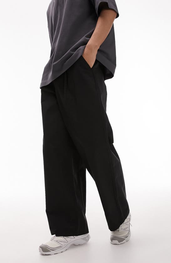 Shop Topman Baggy Elastic Waist Pants In Black