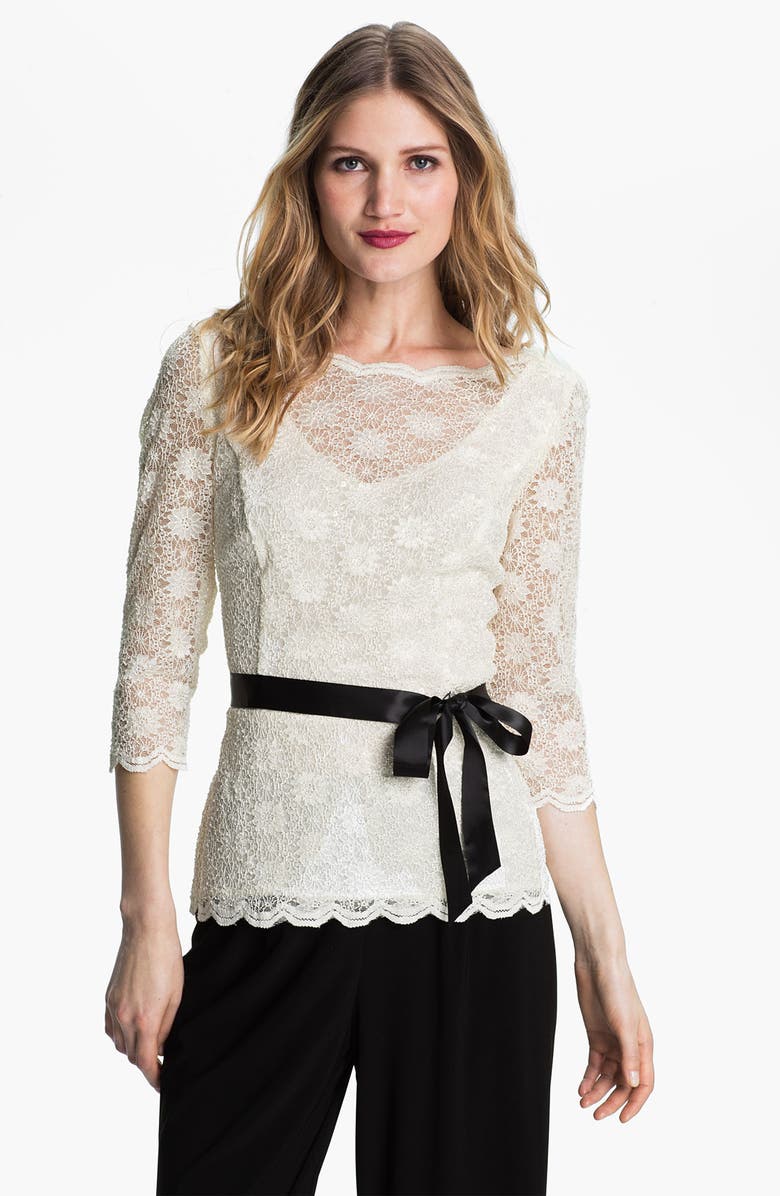 Alex Evenings Scalloped Lace Overlay Blouse | Nordstrom
