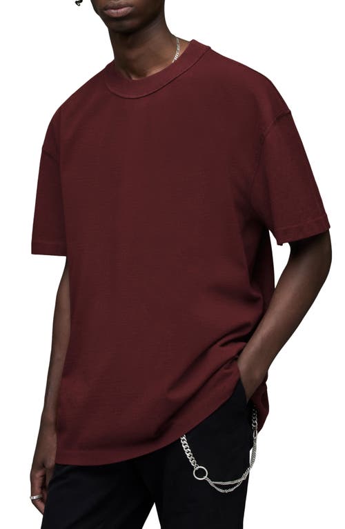 AllSaints Isac Cotton T-Shirt in Maroon Red