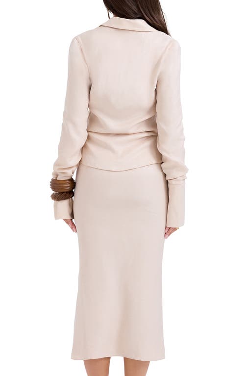 House Of Cb Nevaeh Long Sleeve Midi Dress In Powder Peach