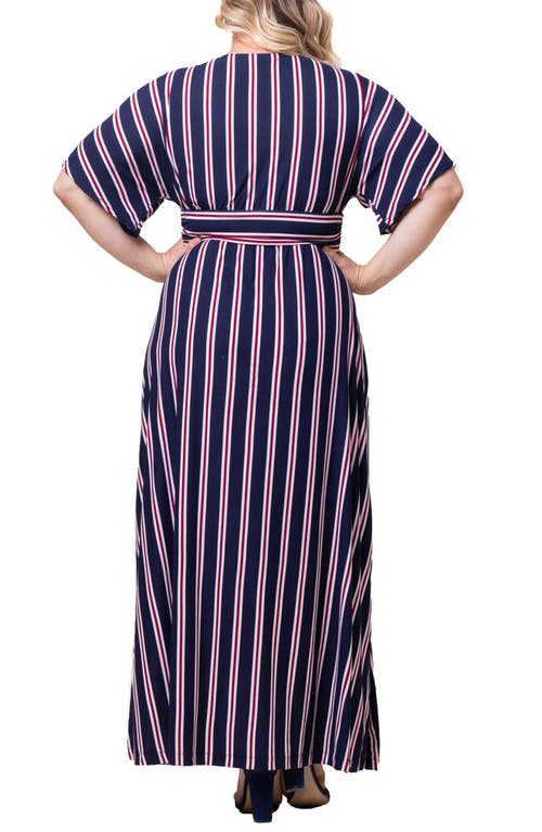 Kiyonna Vienna Maxi Dress In Nautical Navy Stripes