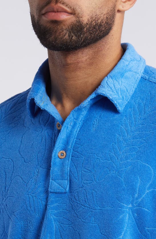 Shop Tommy Bahama Poolside Hibiscus Jacquard Terry Cloth Polo In Palace Blue