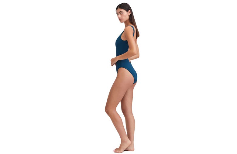 Au Naturel By Gottex Solid Textured Scoop Neck One Piece Swimsuit With Low U Back In Teal