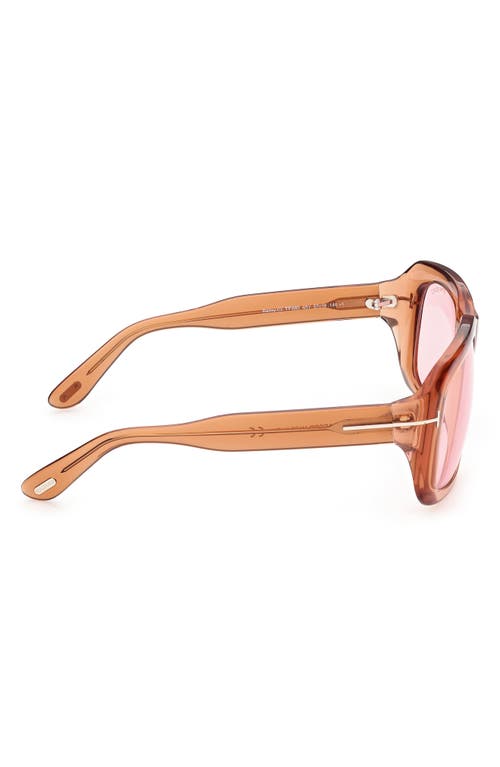 Tom Ford 57mm Square Sunglasses In Shiny Light Brown/violet