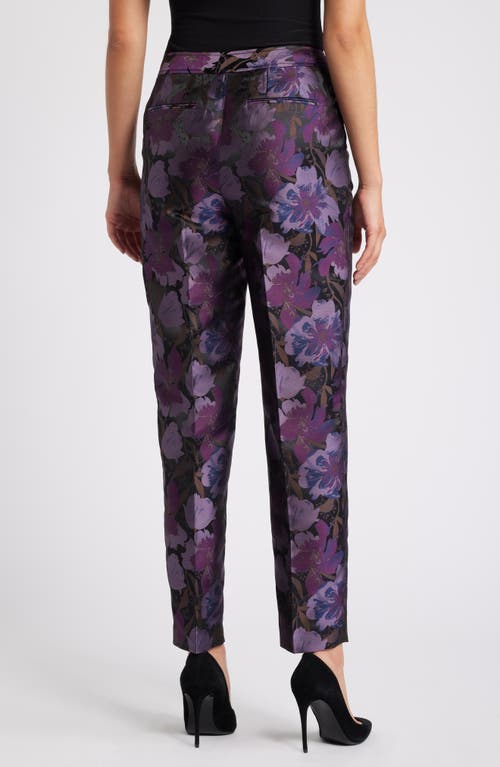 Shop Anne Klein Side Zip Straight Leg Ankle Pants In Royal Purple Multi