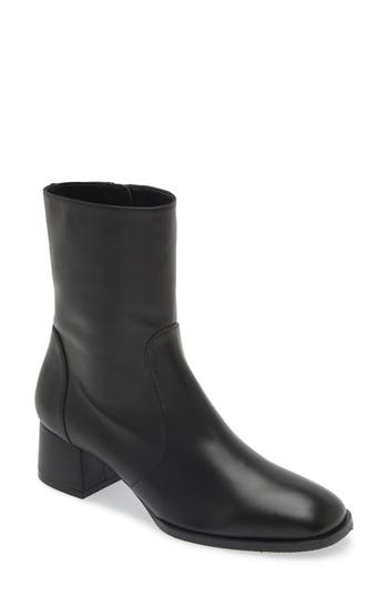 Stuart Weitzman Nola Zip Bootie In Black Soft Nappa