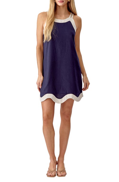 Shop Adelyn Rae Sharon Wave Sleeveless Minidress In Navy/cream