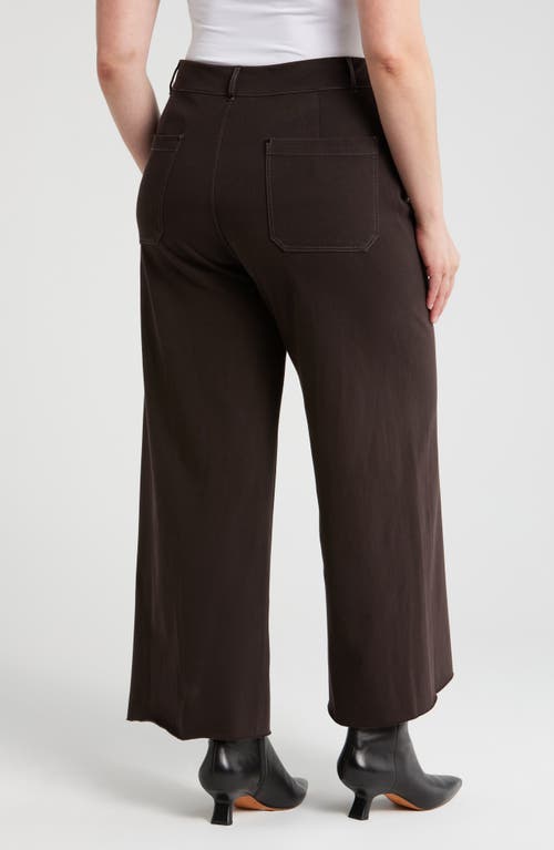 Shop Lyssé Erin High Waist Wide Leg Knit Denim Pants In Double Espresso