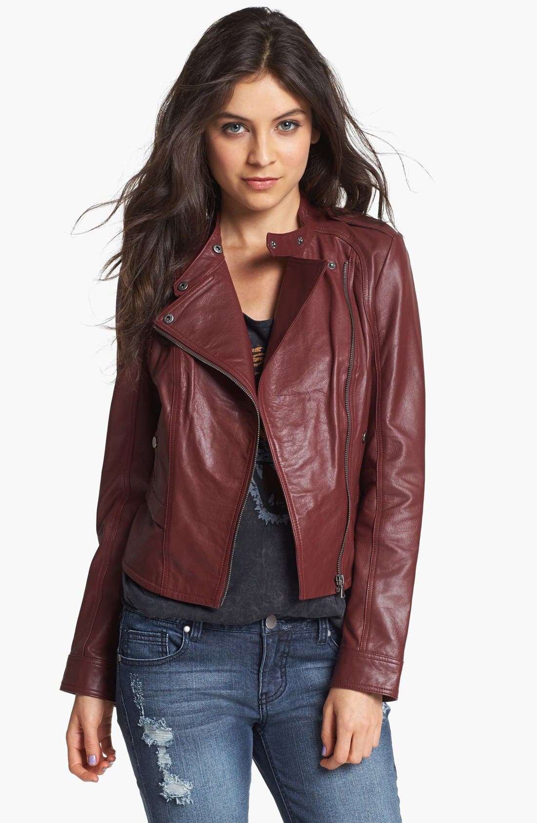 Collection B Leather Moto Jacket (Juniors) | Nordstrom