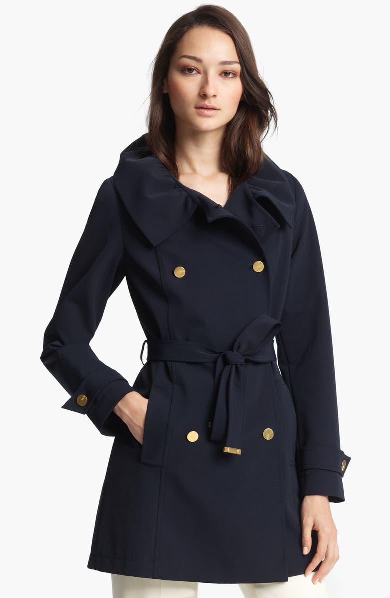 ESCADA Short Double Breasted Techno Trench Coat | Nordstrom