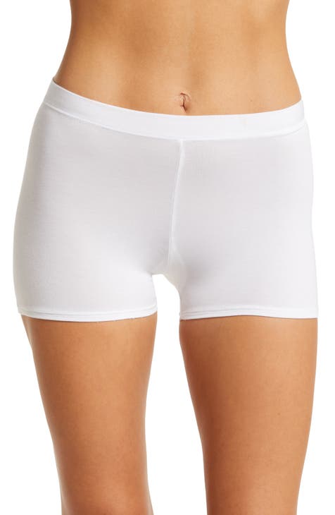 Women Boy Shorts White Cotton Blend Panty