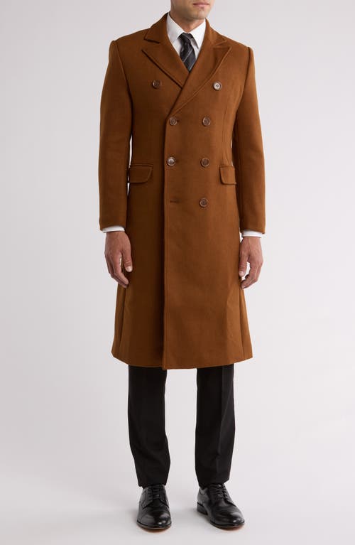 Braveman Double Breasted Coat In Caramel