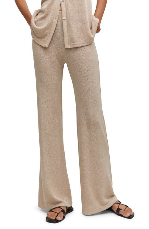 MANGO Knit Flare Pants in Sand at Nordstrom, Size Large