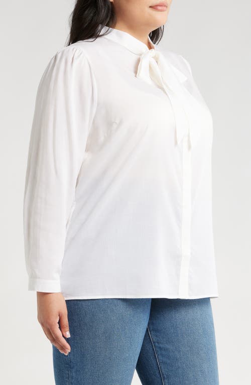 Shop Harshman Aveline Tie Neck Button-up Shirt In Ivory