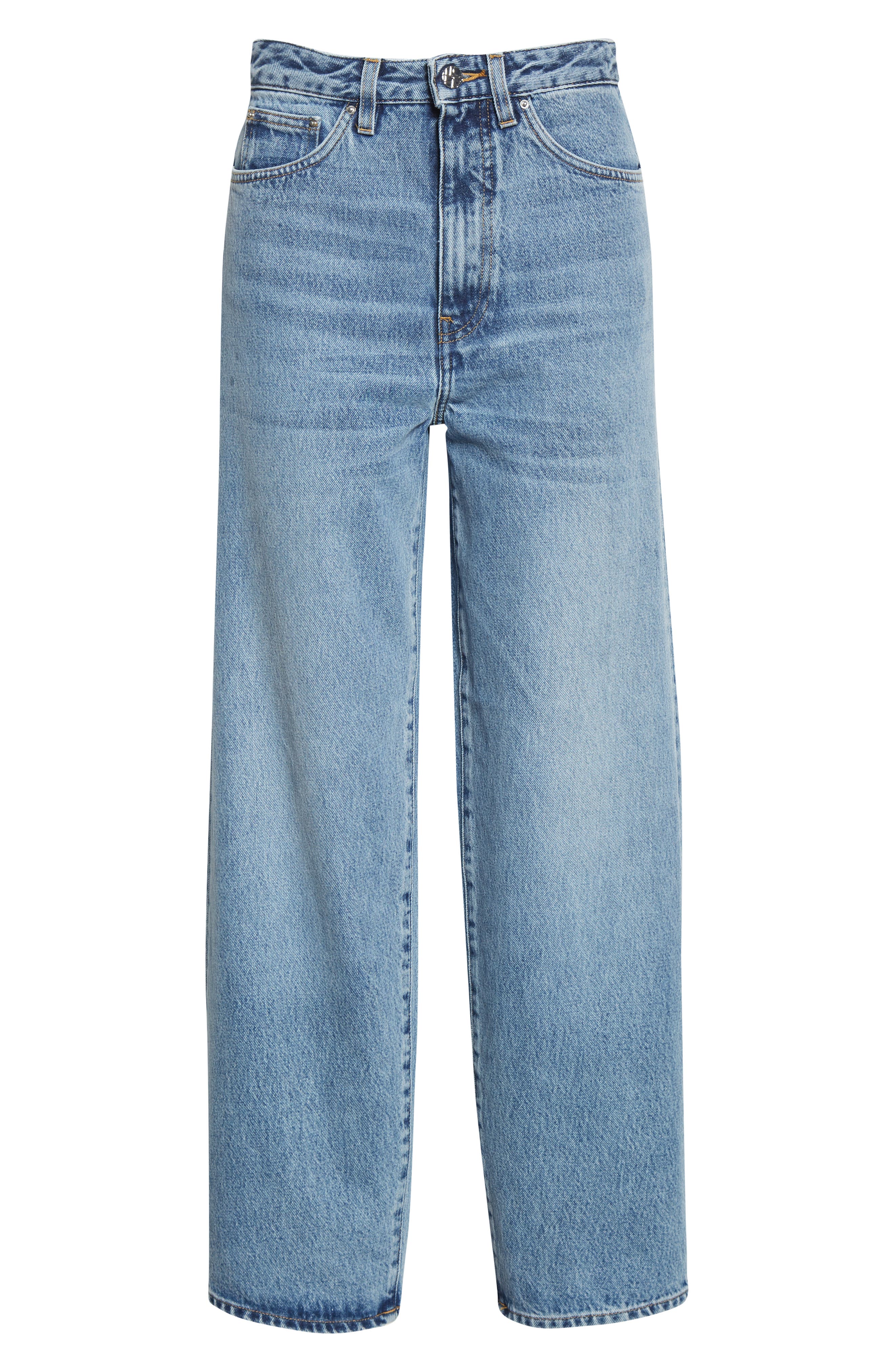 Toteme Rigid Organic Cotton Flare Leg Jeans in Worn Blue