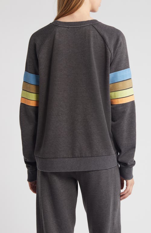 Shop Rip Curl High Tide Stripe Raglan Sleeve Sweatshirt In Washed Black