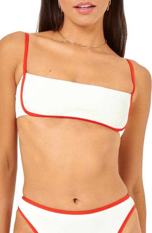 Shop L*space Lspace Hazel Ribbed Bikini Top In Cream/pimento