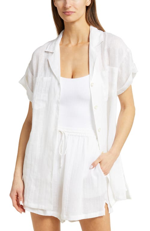 Vitamin A ® Playa Pocket Linen Cover-up Tunic In Ecolinen Gauze White