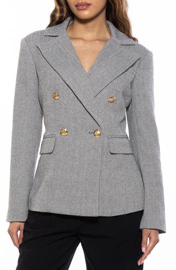 Alexia Admor Women's  Farrah Herringbone Double Breasted Blazer In Herringbone