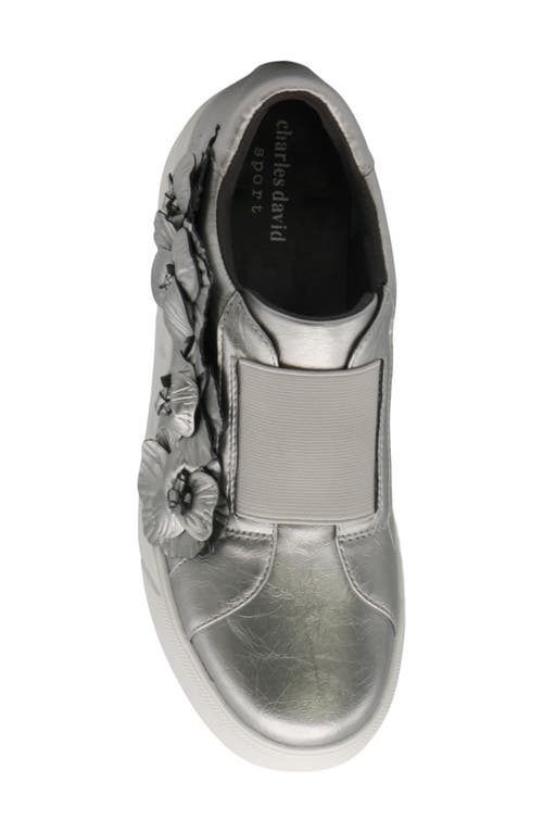 Charles David Rachelle Floral Embellished Wedge Sneaker In Silver