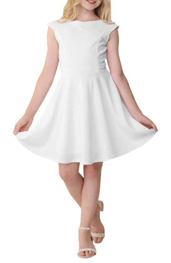 Un Deux Trois Kids' Textured Fit & Flare Dress In White