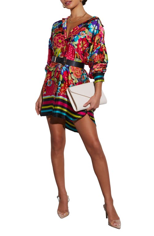 VICI Collection Coveted Floral Long Sleeve Shirtdress Pink Multi at Nordstrom,