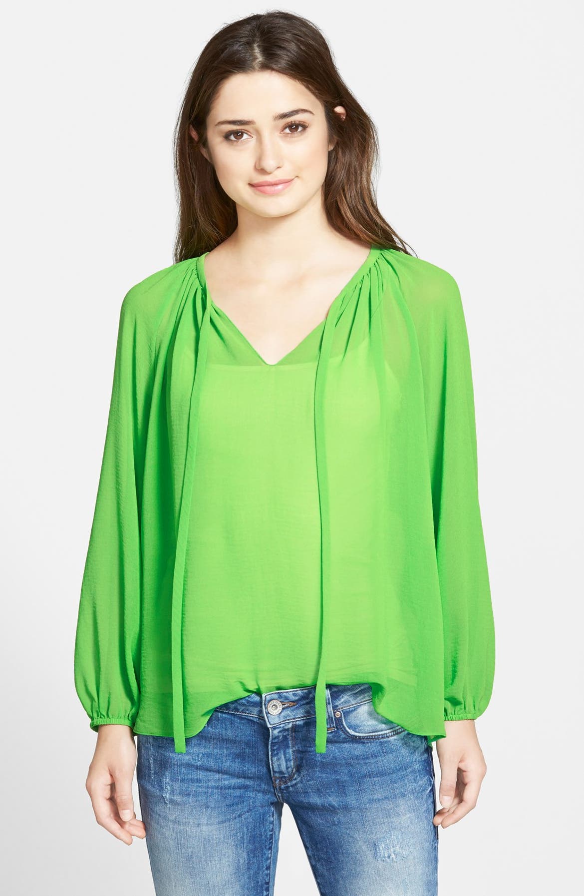 Vince Camuto Tie Neck Peasant Blouse | Nordstrom