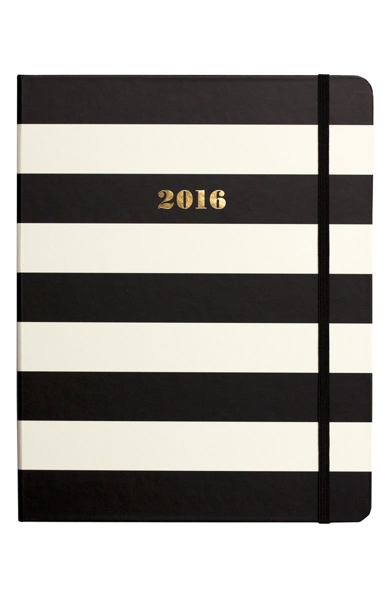 KATE SPADE NEW YORK large 17-month 2016 planner, Main, color, BLACK/ WHITE