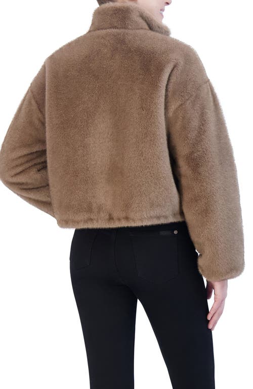 Shop Rebecca Minkoff Faux Fur Crop Jacket In Taupe