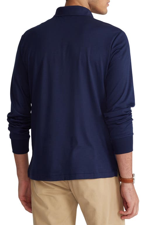 Shop Polo Ralph Lauren Long Sleeve Pima Cotton Polo In Refined Navy