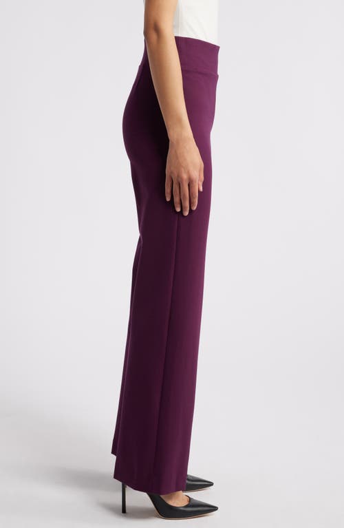 Shop Anne Klein Pull-on Wide Leg Pants In Deep Plum