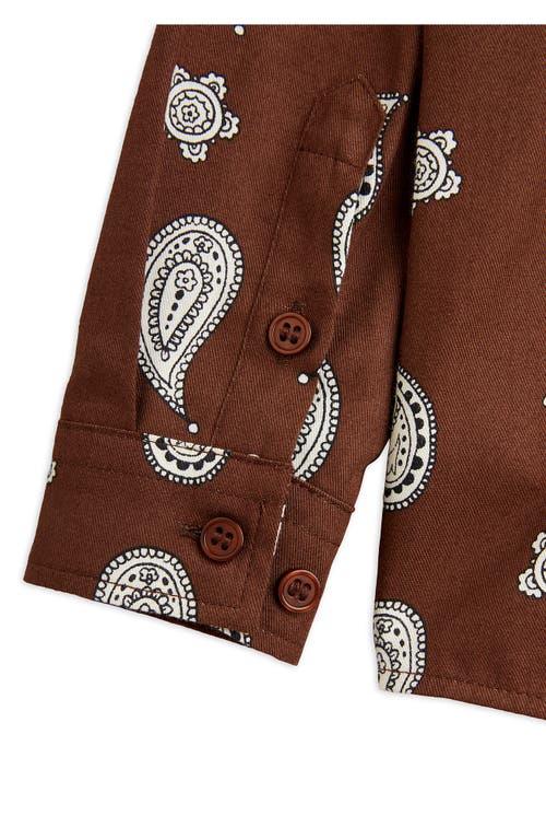 Shop Mini Rodini Kids' Paisley Print Organic Cotton Button-up Shirt In Brown