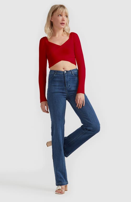 Belle & Bloom Forget Me Not Knit Crop In Red