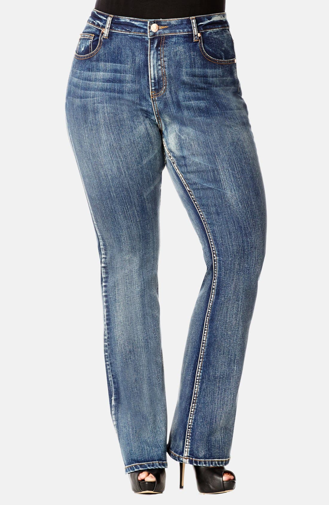 City Chic 'Old School' Stretch Bootcut Jeans (Denim Dark) (Plus Size