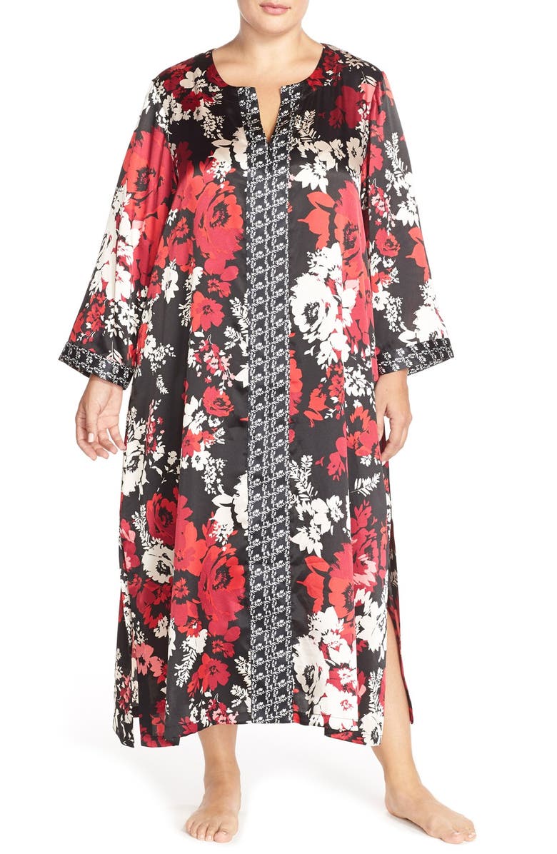 Oscar de la Renta Sleepwear Floral Charmeuse Nightgown (Plus Size ...
