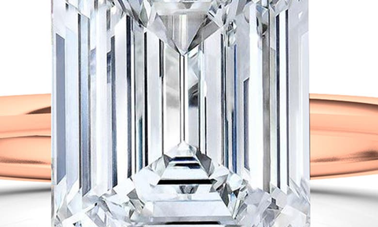 Hautecarat 18k White Gold Emerald Cut Lab Created Diamond Engagement Ring In 18k Rose Gold