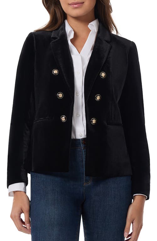 Shop Jones New York Double Breasted Velvet Blazer In Jones Black