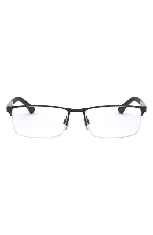 Emporio Armani 53mm Half Rim Optical Glasses in Black Rubber at Nordstrom