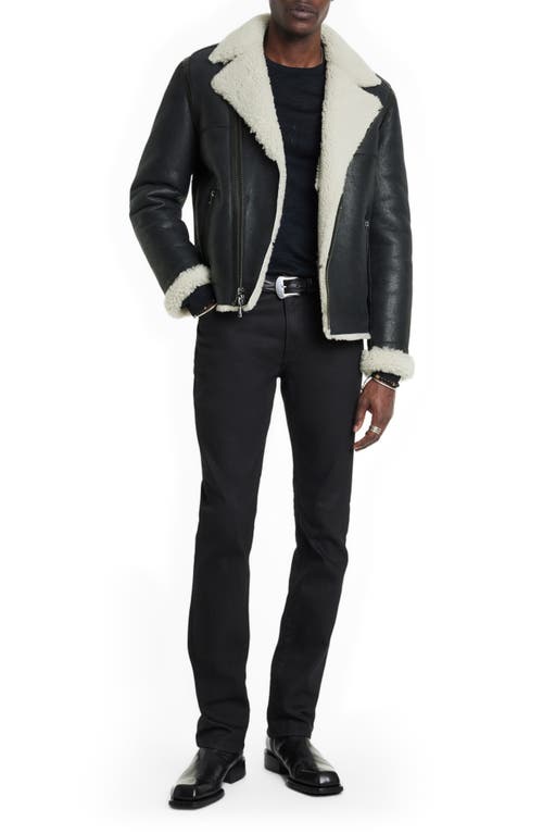 Shop John Varvatos Genuine Shearling Biker Jacket In Black