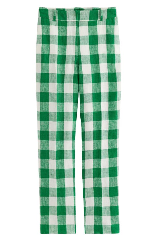 Shop Boden Kew Linen Pants In Green Gingham