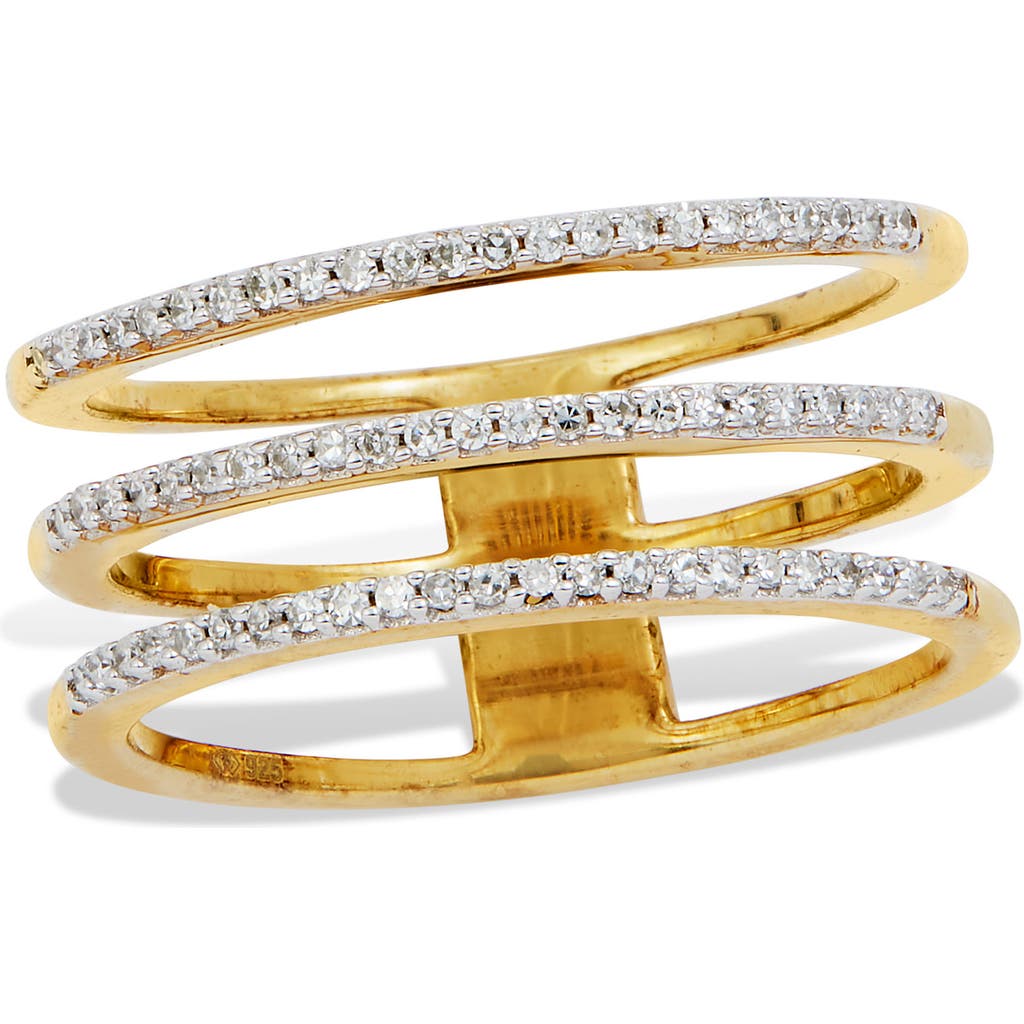 Savvy Cie Jewels Triple Row Diamond Statement Ring In Gold