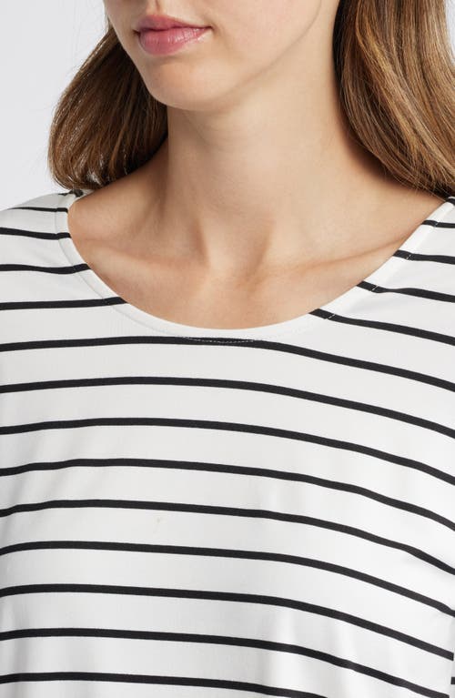 Shop Bobeau Crossback Butter T-shirt In Ivory/black Stripe